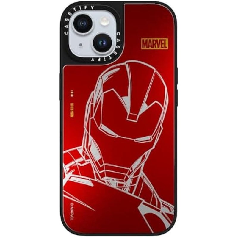 Casetify Mirror iPhone 15 Case 【Iron Man Co-Lab/Reflective / 4.9ft Drop Protection/Compatible with Magsafe】 - Iron Man - Red - Silver on Black - Image 3