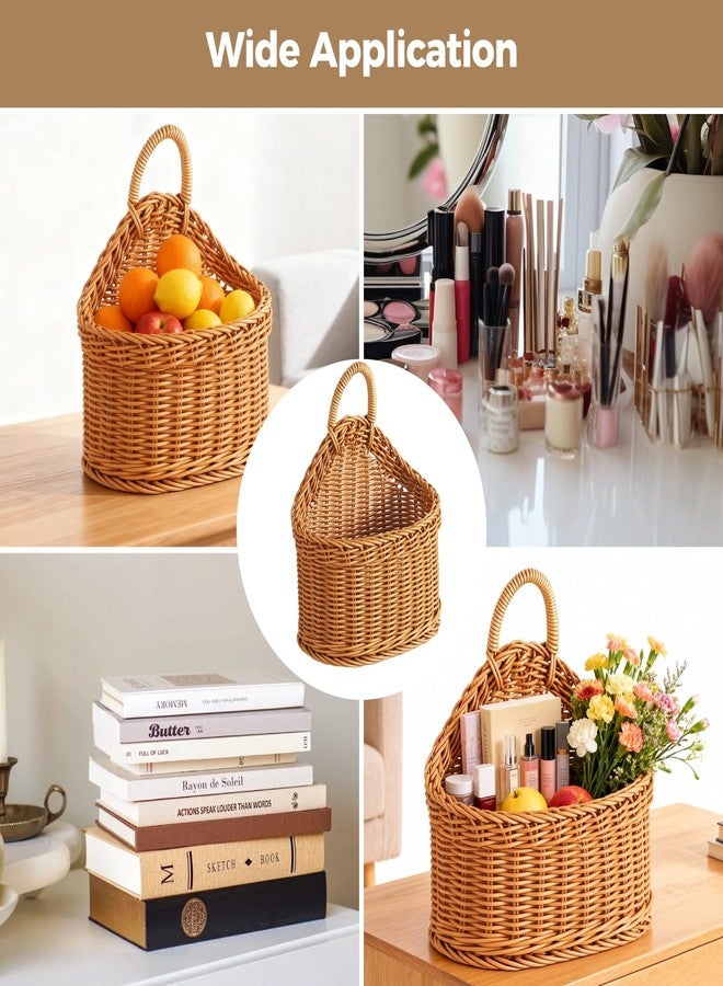 DORMIYA 2 Pcs Hanging Storage Baskets, Kitchen Wall Basket with Faux Rattan Woven Pattern, 7.48 x 7.09 x 4.33 in Decorative Wall Baskets for Kitchen, Pantry, Bathroom - Image 5