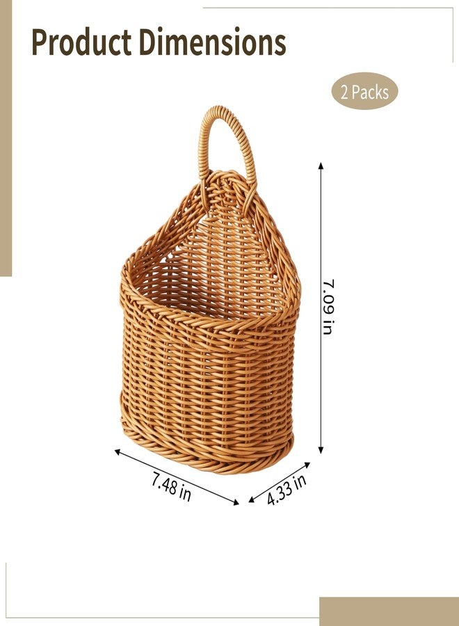 DORMIYA 2 Pcs Hanging Storage Baskets, Kitchen Wall Basket with Faux Rattan Woven Pattern, 7.48 x 7.09 x 4.33 in Decorative Wall Baskets for Kitchen, Pantry, Bathroom - Image 2