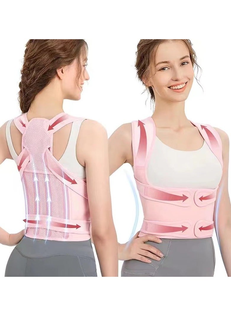 Back Brace and Posture Corrector for Women and Men, Back Straightener Posture Corrector, Scoliosis and Hunchback Correction, Back Pain, Spine Corrector, Support, Adjustable Posture Trainer, Pink - Image 1