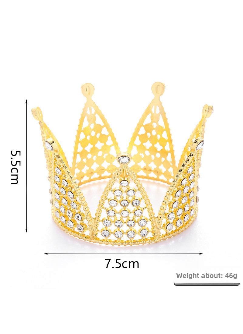 Generic - Elegant Alloy Mini Crown Floral Decor Kids Showpiece 7 sharp full diamond gold 01 - Image 1