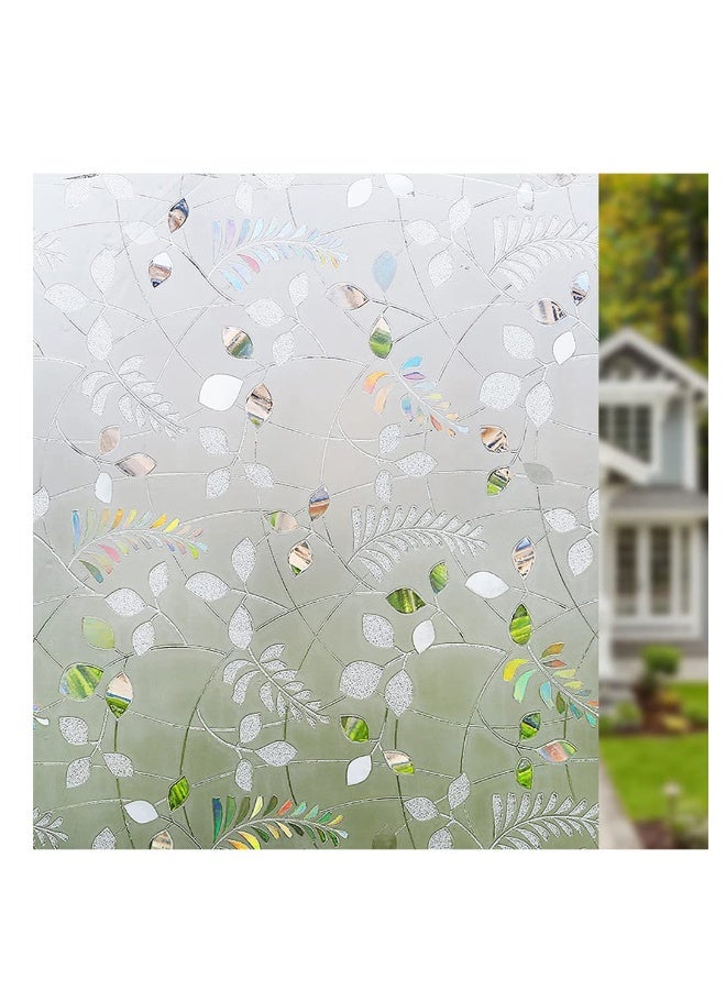 Window Film, 3D Privacy Window Film, Leaves Self Adhesive Glass Film, Anti UV Static Frosted Window Film Removable Window Sticker for Bathroom Kitchen Living Room Decoration - Image 1