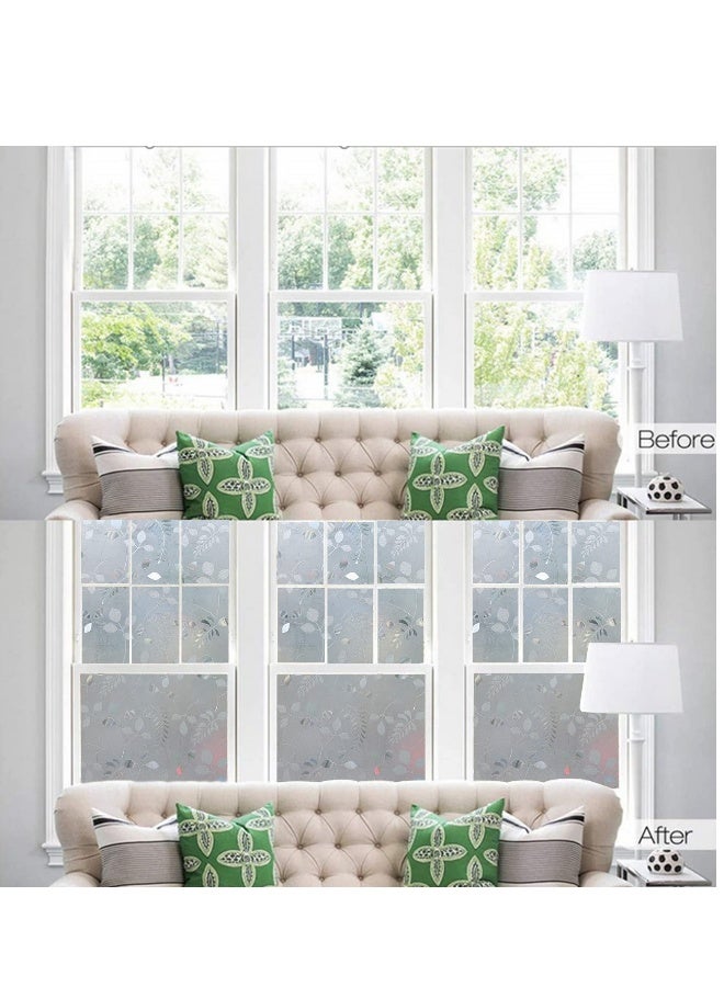 Window Film, 3D Privacy Window Film, Leaves Self Adhesive Glass Film, Anti UV Static Frosted Window Film Removable Window Sticker for Bathroom Kitchen Living Room Decoration - Image 2