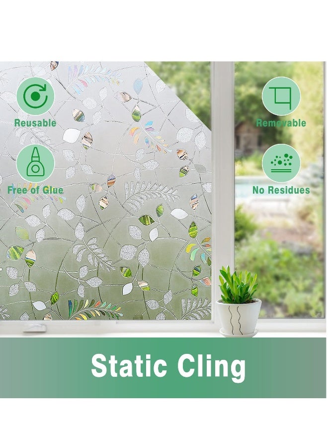 Window Film, 3D Privacy Window Film, Leaves Self Adhesive Glass Film, Anti UV Static Frosted Window Film Removable Window Sticker for Bathroom Kitchen Living Room Decoration - Image 3