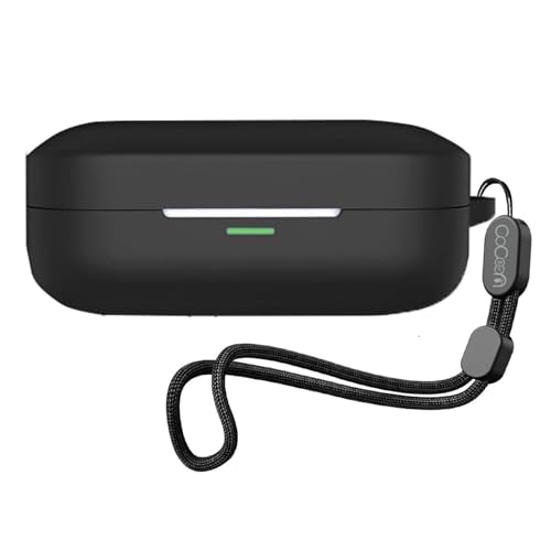 Cocoonkart Soft Silicone Case Cover Compatible for Realme Buds Air 7 | 7 Pro (Lanyard, Black) - Image 1