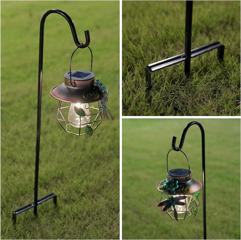 EXCMARK Shepherd Hook Adjustable Height 32/24/16’’ 1/2 inch Thick Use at Weddings, Hanging Solar Lights, Lanterns, Bird Feeders, Metal Hanger Hook (Black,32inch). U.S. Patent. - Image 5