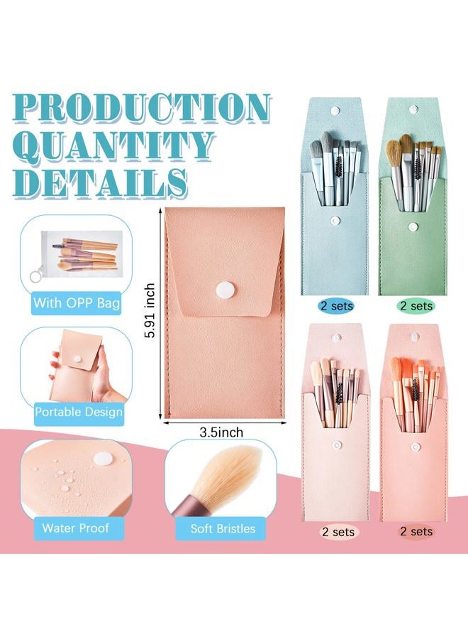 Zhehao مجموعة فرش مكياج سفر مكونة من 8 مجموعات مع حقيبة فرش هدية لرفيقات العروس فرشاة أساس مع حقيبة مكياج سفر لمناسبات الزفاف وحفلات الاستحمام للعروس وهدايا حفلات العزوبية - Image 3