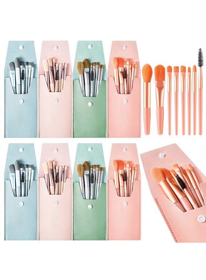 Zhehao مجموعة فرش مكياج سفر مكونة من 8 مجموعات مع حقيبة فرش هدية لرفيقات العروس فرشاة أساس مع حقيبة مكياج سفر لمناسبات الزفاف وحفلات الاستحمام للعروس وهدايا حفلات العزوبية - Image 1