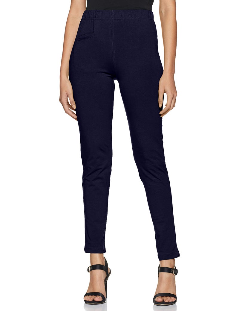 Rupa Softline Women Cotton Leggings with Side Pocket | Free Size | Stretchable, Soft & Breathable | Yoga, Gym & Everyday Wear | Pack of 1 Navy - Image 4