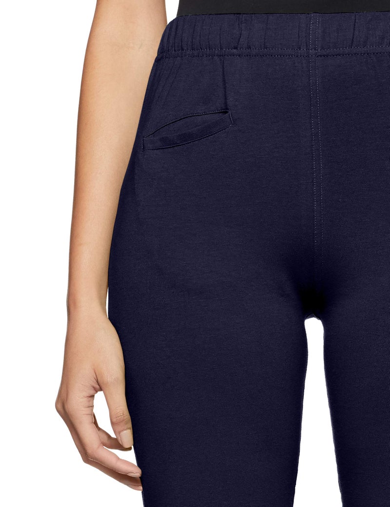 Rupa Softline Women Cotton Leggings with Side Pocket | Free Size | Stretchable, Soft & Breathable | Yoga, Gym & Everyday Wear | Pack of 1 Navy - Image 3