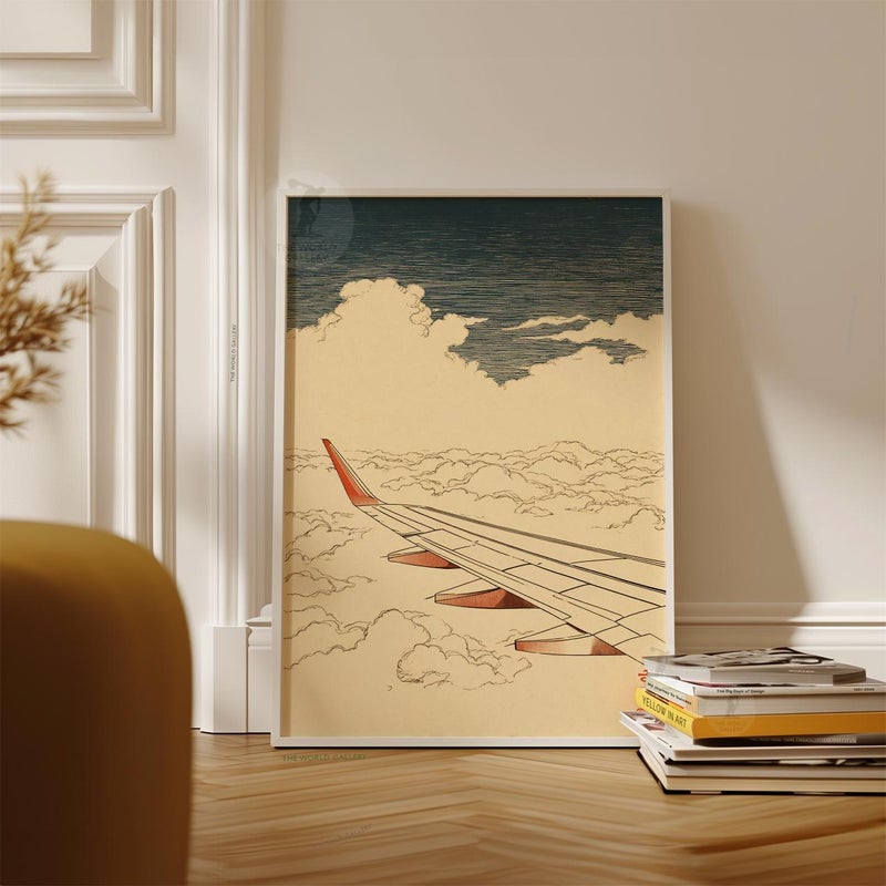 TNESSENTIAL Airplane Wing Cloud Sky Art Print | Minimal Aviation Window View Poster - Image 5