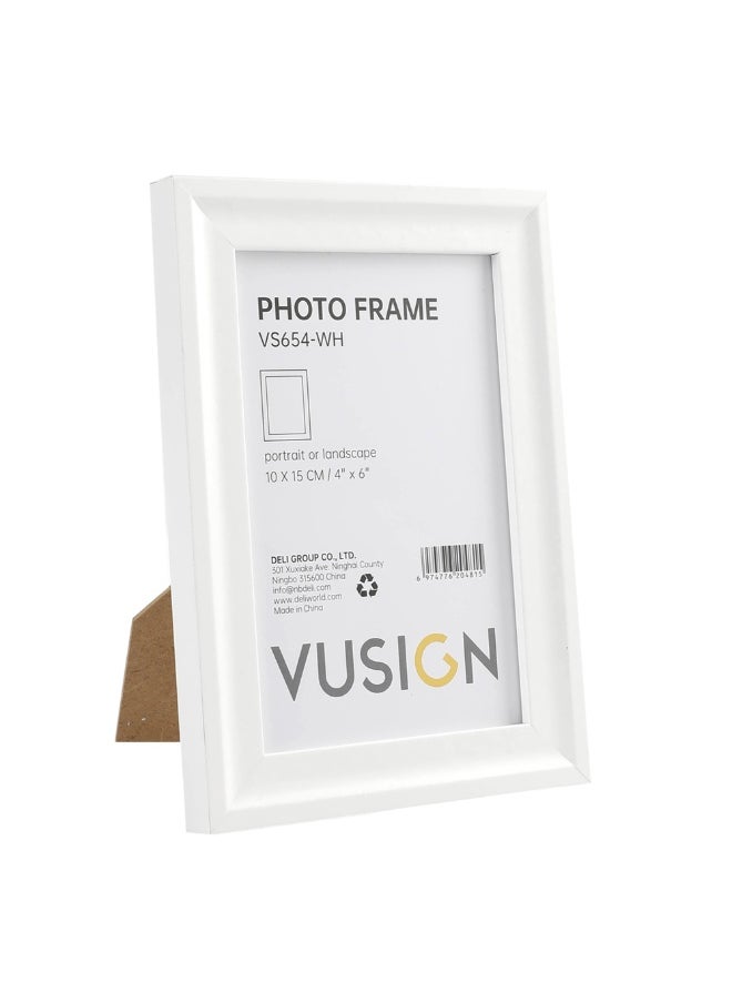 VUSIGN 4x6 Inch Photo Frame – White In-Plane Concave Design – Tabletop or Wall Mount Display  - Image 1