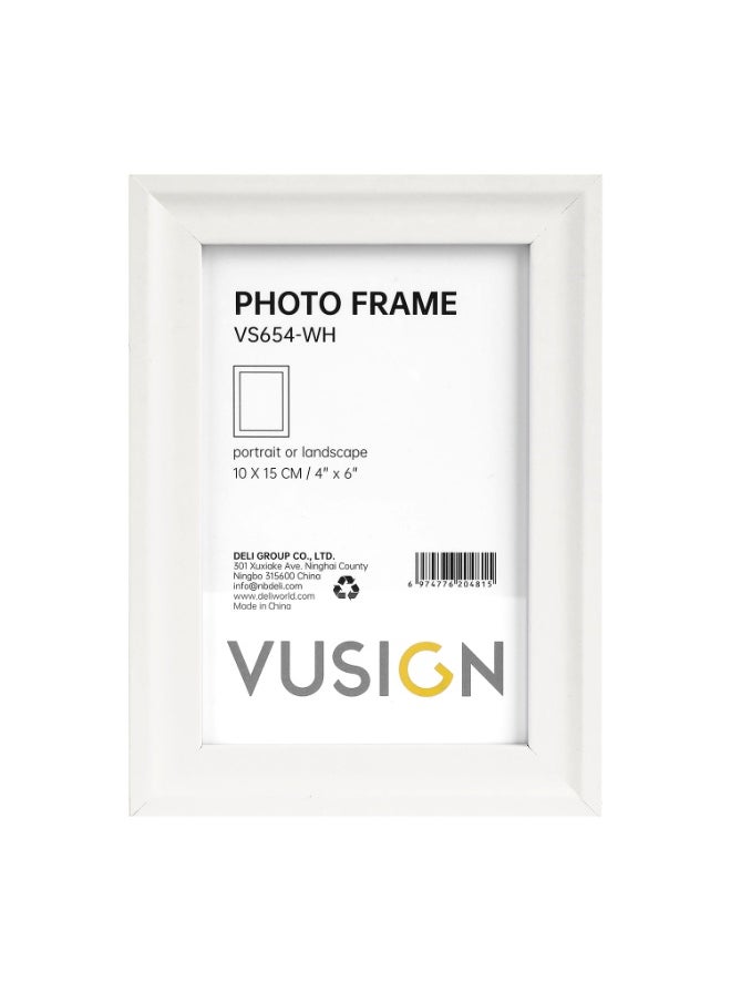 VUSIGN 4x6 Inch Photo Frame – White In-Plane Concave Design – Tabletop or Wall Mount Display  - Image 3
