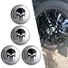 ijuicy 4 PCS Car Wheel Center Hub Cap Cover Metal ScratchProof AntiFading Skull Pattern Center Caps for Rims SelfAdhesive Wheel Center Caps Sticker Universal for Cars Trucks Silver - Image 2