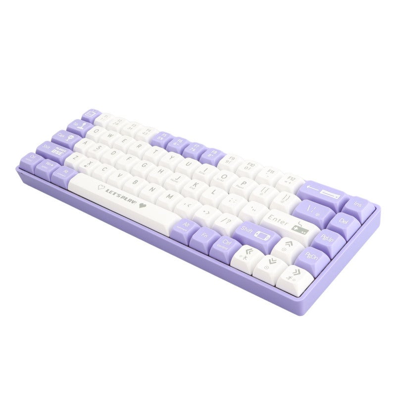 Ajazz Wired Mechanical Gaming Keyboard 68 Keys Purple White Hot Swappable - Portable Compact Mechanical Keyboard with Dynamic Backlighting for Travel Work - Image 2