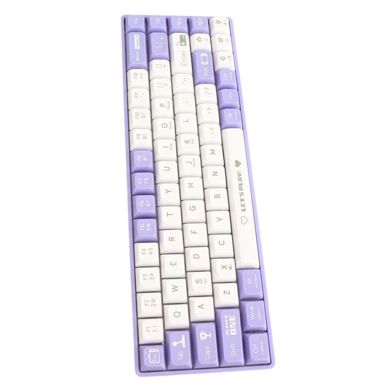 Ajazz Wired Mechanical Gaming Keyboard 68 Keys Purple White Hot Swappable - Portable Compact Mechanical Keyboard with Dynamic Backlighting for Travel Work - Image 5