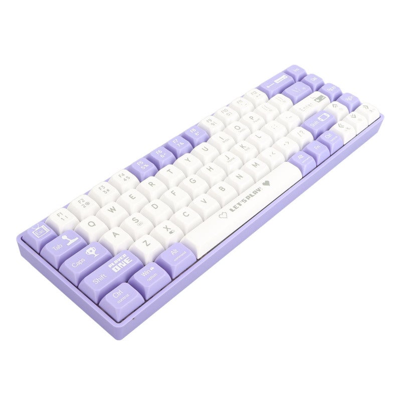 Ajazz Wired Mechanical Gaming Keyboard 68 Keys Purple White Hot Swappable - Portable Compact Mechanical Keyboard with Dynamic Backlighting for Travel Work - Image 3