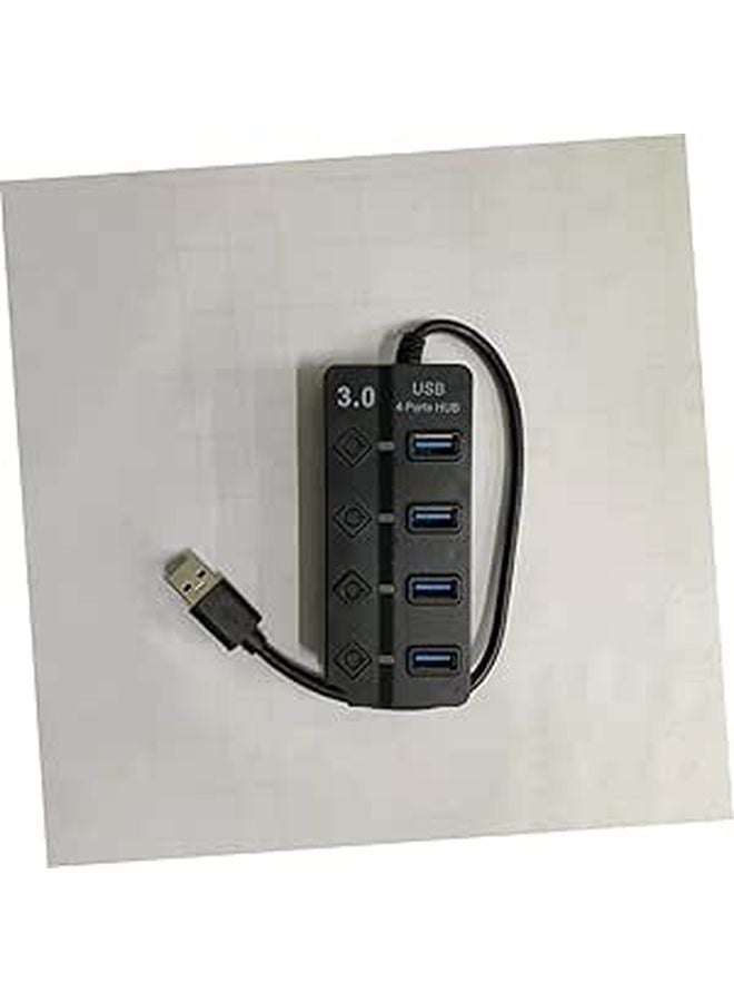 USB Hub مع مفاتيح فردية، نقل بيانات فائق السرعة، حماية من التيار الزائد، محمول للكمبيوتر المحمول، الكمبيوتر الشخصي، الجهاز اللوحي، الهاتف الذكي، أسود - Image 1