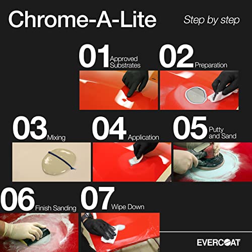 Evercoat Chrome-A-Lite Body Filler for Aluminum, Fiberglass, Galvanized Steel, and More - 0.8 US Gallon, 3L - Image 3