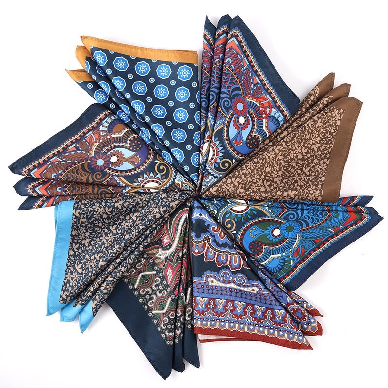 Fashion Joker Men'S Suit Pocket Square Square Square Square Dress Business Casual Vintage Printed Handkerchief Breast Square - Image 2