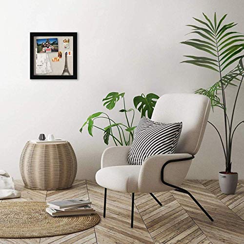 Muzilife 8x8 Shadow Box Picture Frame with Linen Board - Deep Wood & Glass Display Case Ready to Hang Memory Box Baby Sports Memorabilia, Pins, Awards, Medals, Wedding, Tickets and Photos (Black) - Image 2