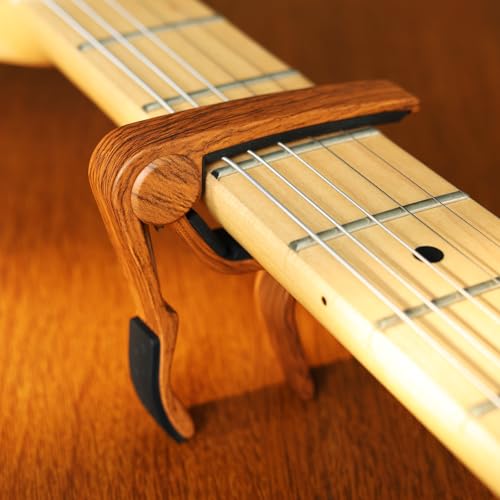 WINGO Guitar Capo for 6-String Acoustic Electric Guitars, Quick Change for Ukulele Banjo Mandolin Bass with 5 Free Picks, Rosewood - Image 5
