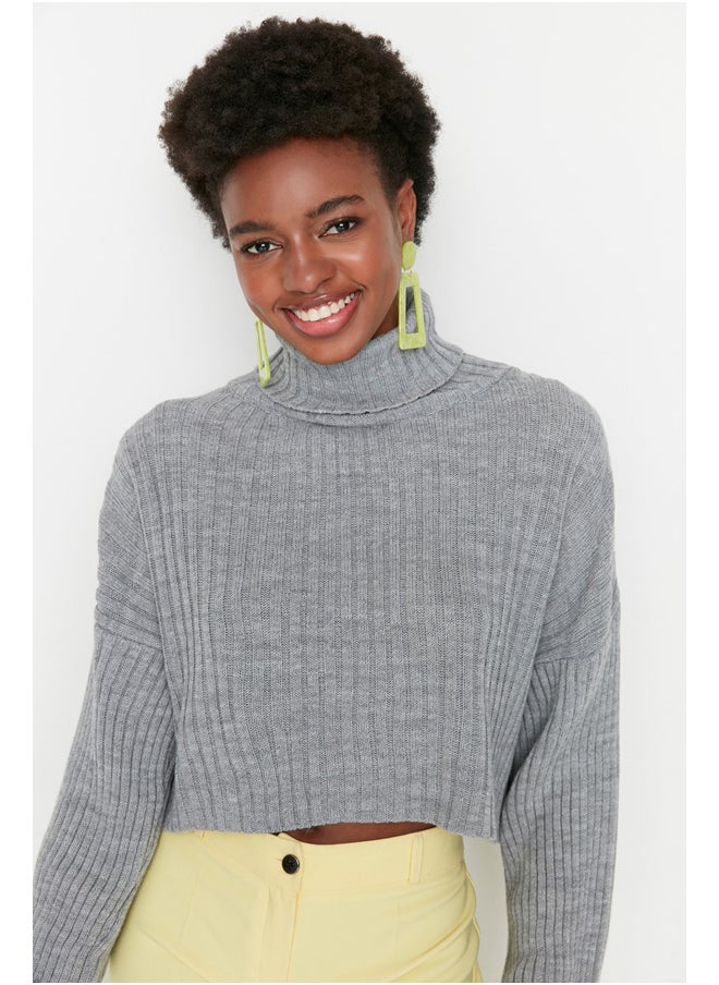 trendyol Sweater - Gray - Regular fit  - Image 3