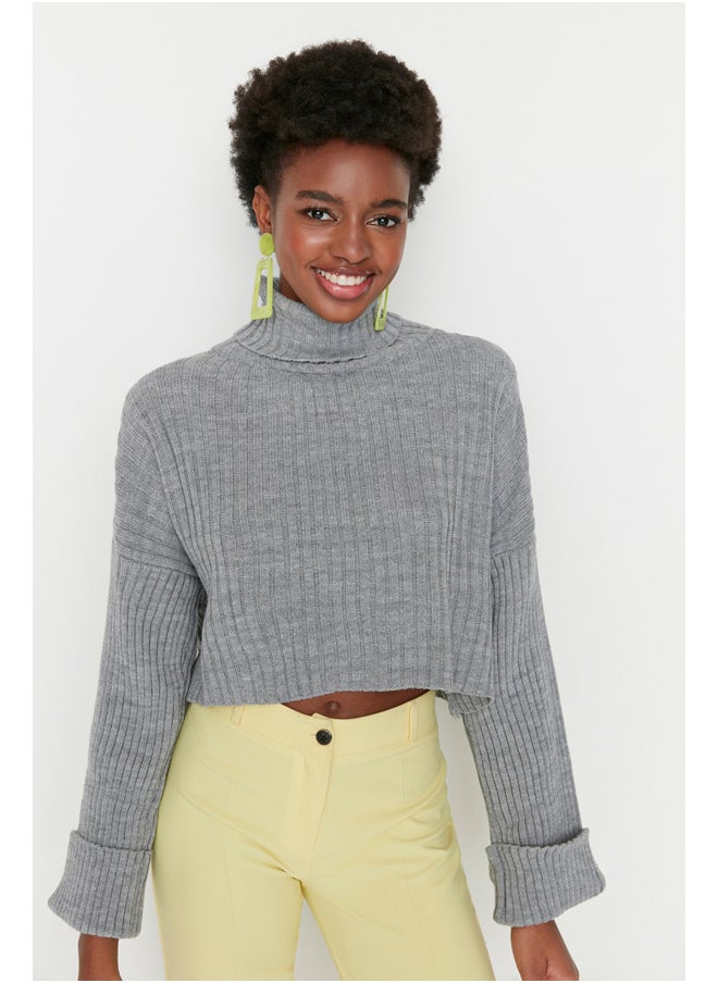 trendyol Sweater - Gray - Regular fit  - Image 2