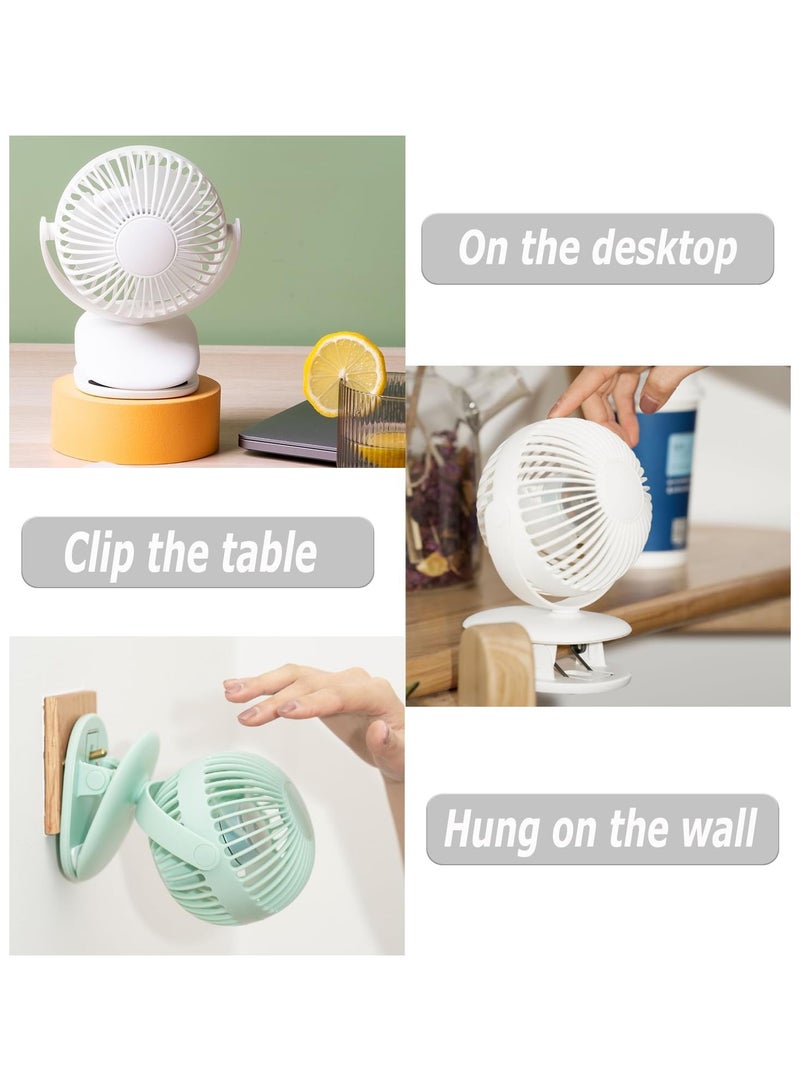 AUTOYSUR Portable fan,desk Fan, table Fan with Led Light, 3 Speeds Air Circulator Fan silent, Desktop Fan USB Powered, Built-in Battery, Personal Fan for Home, Bedroom, Office - Image 2