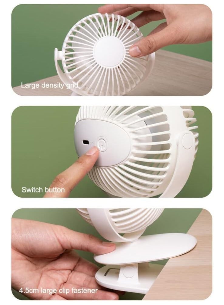 AUTOYSUR Portable fan,desk Fan, table Fan with Led Light, 3 Speeds Air Circulator Fan silent, Desktop Fan USB Powered, Built-in Battery, Personal Fan for Home, Bedroom, Office - Image 3