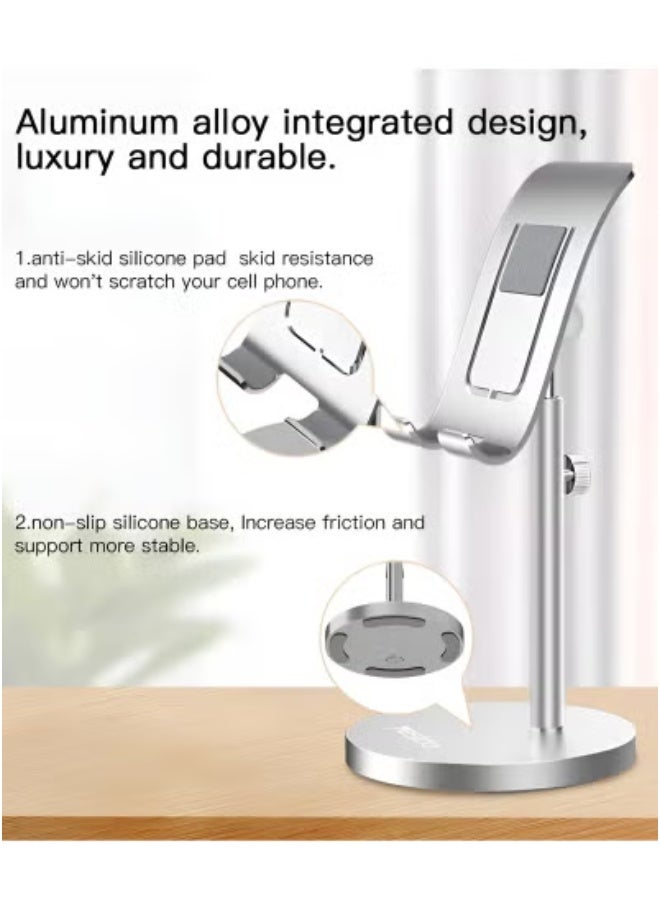 Yesido Adjustable Desktop Mobile and Tablet Holder  – Durable Aluminum Alloy Phone Stand for Smartphones & Tablets – Multi-Angle Viewing, Hands-Free Use – Sturdy, Foldable & Sleek Holder for Office Desk, Home Setup, Video Calls & Streaming - Image 2