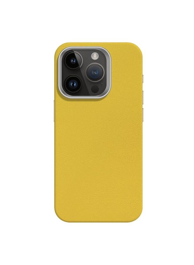 S-TOP Case For iPhone 14 Pro Skin Feel Fine Leather Texture Metal Lens Frame MagSafe Phone Case - Image 1