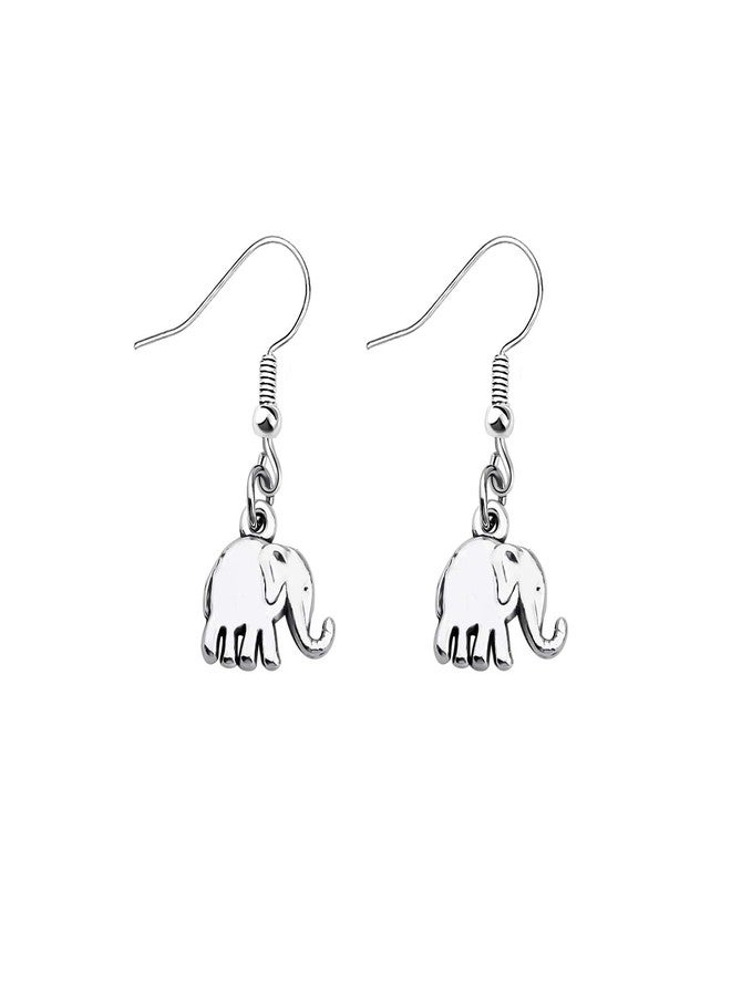 MYOSPARK Lovely Mini Elephant Pendant Drop Dangle Earrings - Animal Theme Lucky Elephant Jewelry For Women - Image 1