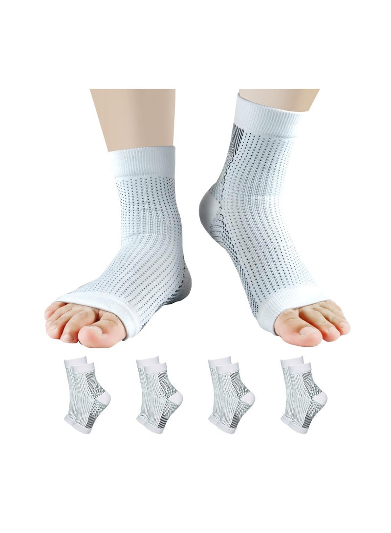 KASTWAVE 4Pcs Neuropathy Socks White Ankle Brace Socks and Tendonitis Compression Socks for Pain Relief and Plantar Fasciitis for Unisex Ankle Compression Sleeve for Ankle Swelling - Image 1