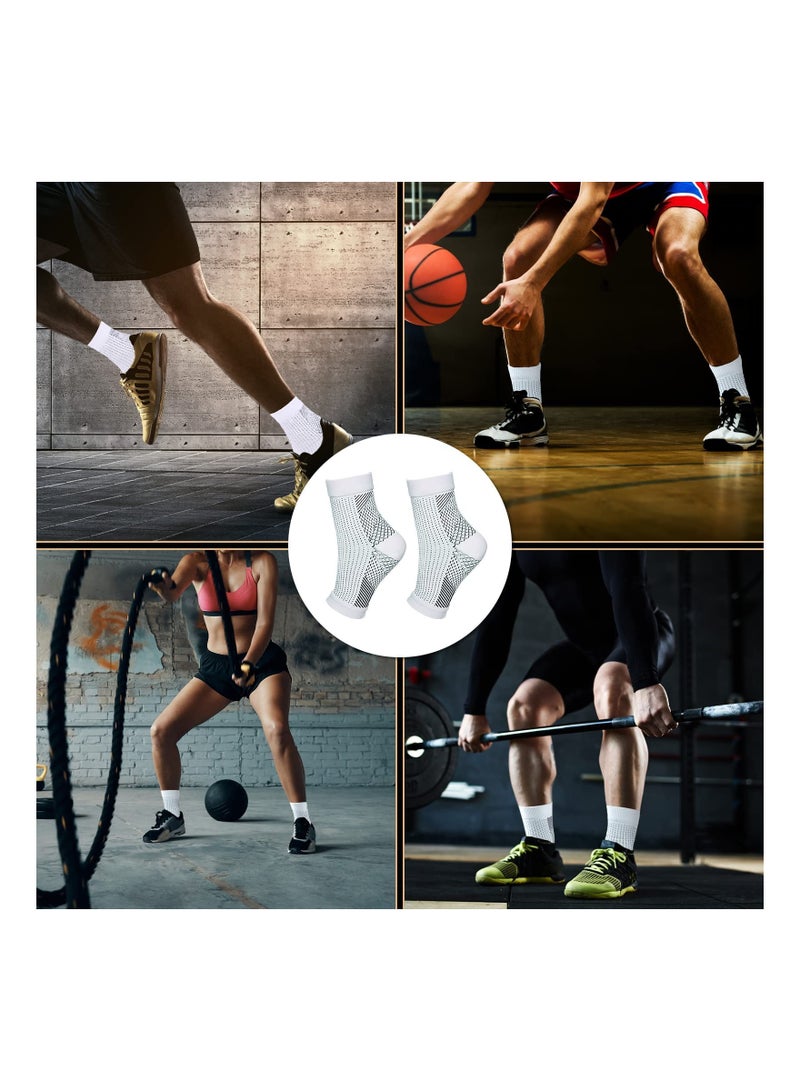KASTWAVE 4Pcs Neuropathy Socks White Ankle Brace Socks and Tendonitis Compression Socks for Pain Relief and Plantar Fasciitis for Unisex Ankle Compression Sleeve for Ankle Swelling - Image 4