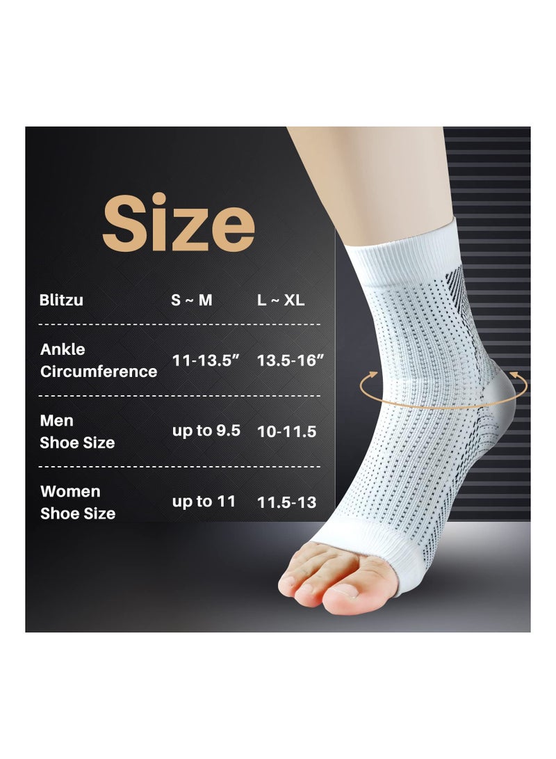 KASTWAVE 4Pcs Neuropathy Socks White Ankle Brace Socks and Tendonitis Compression Socks for Pain Relief and Plantar Fasciitis for Unisex Ankle Compression Sleeve for Ankle Swelling - Image 5