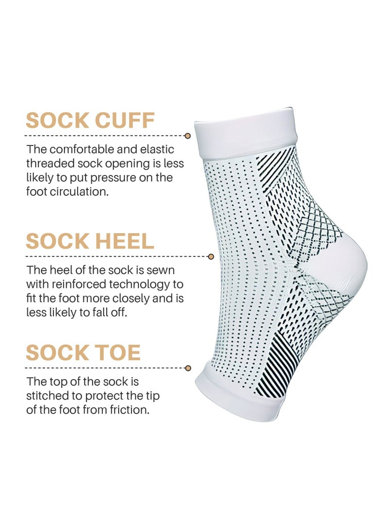 KASTWAVE 4Pcs Neuropathy Socks White Ankle Brace Socks and Tendonitis Compression Socks for Pain Relief and Plantar Fasciitis for Unisex Ankle Compression Sleeve for Ankle Swelling - Image 3