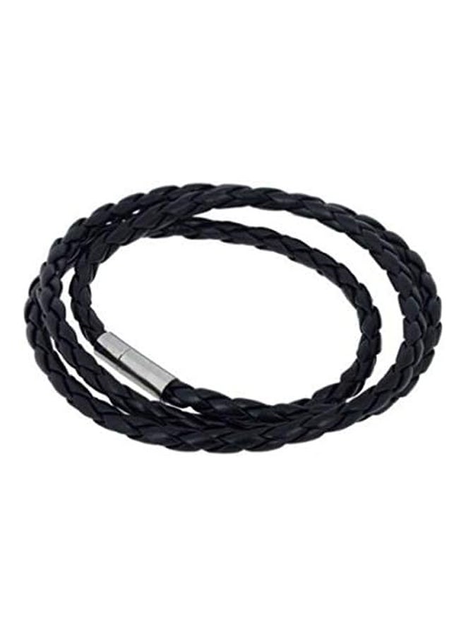 Generic Men's Braided Black Leather Wrap Wristband Bracelet  - Image 3