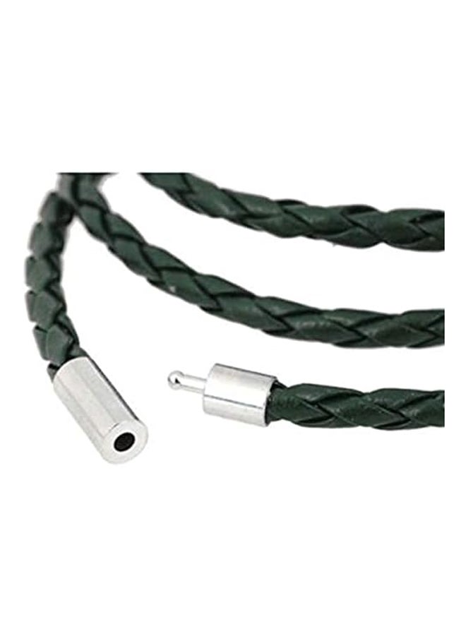 Generic Men's Braided Black Leather Wrap Wristband Bracelet  - Image 2