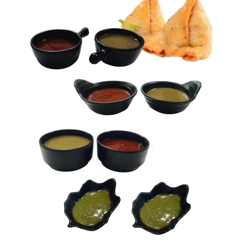 DECOR VIBES Melamine Small Chutney Dip Bowl Set for Snacks / Tiny Sauce Dip Bowls for Party and Daily use Serving Platter, Unbreakable (Matt Black, Combo of 8) - Image 1