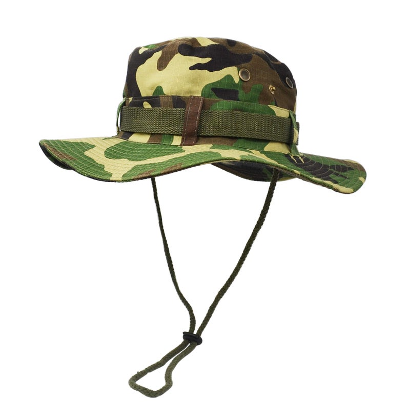 Outdoor Wide Brim Sun Protect Hat, Double Layer Classic US Combat Army Style Bush Jungle Sun Cap for Fishing Hunting Camping Camouflage
