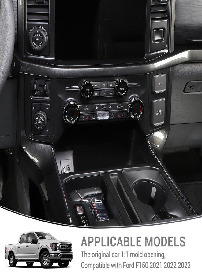 PDKLIN أغطية مقابض راديو PDKLIN لسيارة فورد F150، حلقات تزيين سوداء، متوافقة مع فورد F150 موديلات 2021 و2022 و2023، إكسسوارات داخلية سوداء، 5 قطع - Image 5