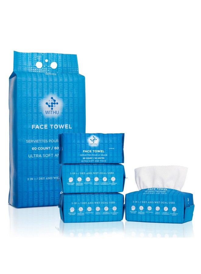 WITHU Disposable Face Towels, Ultra Soft, Thick Towelettes, Hygienic Makeup Remover, Facial Cleansing Wipes, Dry Washcloth & Napkins, Multi-Use/Family - Image 1