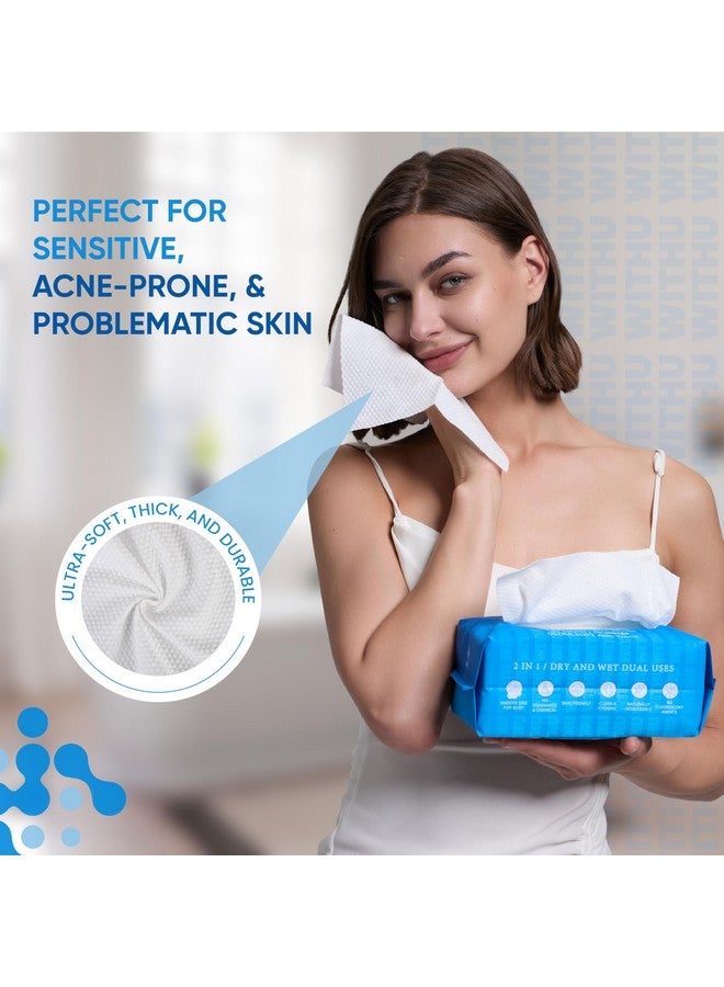 WITHU Disposable Face Towels, Ultra Soft, Thick Towelettes, Hygienic Makeup Remover, Facial Cleansing Wipes, Dry Washcloth & Napkins, Multi-Use/Family - Image 3