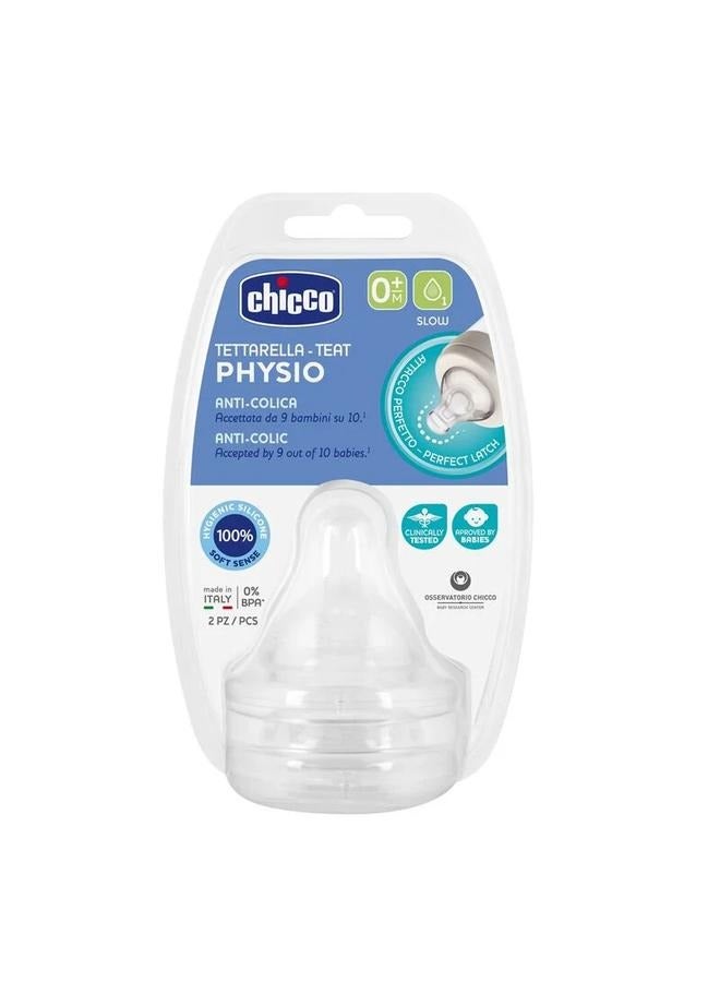 Chicco Physio Teat Anti colic Slow Flow 0M+ (2PC) - Image 1