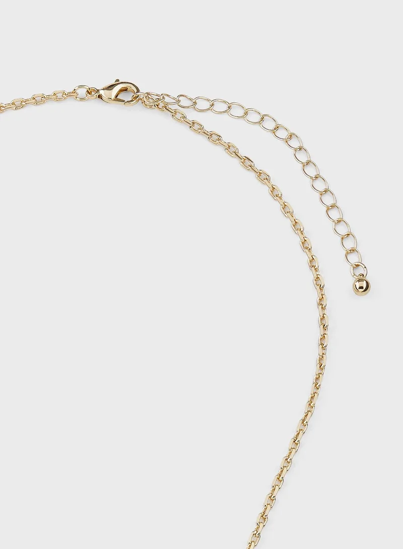Khizana Hamsa Rhinestone  Enamel Pendant Necklace