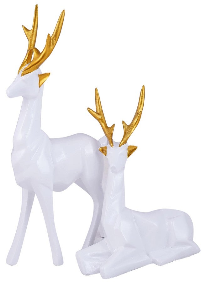 ZART Deer Showpiece for Home Decor Showpiece | Hiran Statue for Office Table Decoative Figurines (Set of 2, White) - Image 4