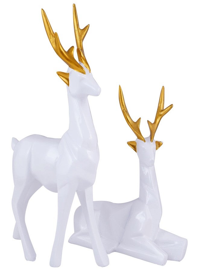ZART Deer Showpiece for Home Decor Showpiece | Hiran Statue for Office Table Decoative Figurines (Set of 2, White) - Image 3