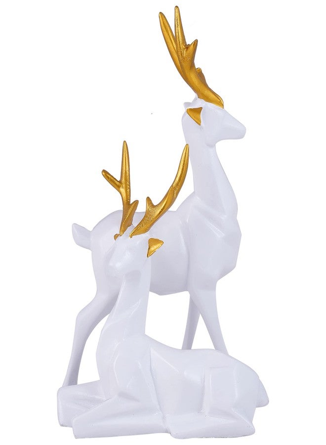 ZART Deer Showpiece for Home Decor Showpiece | Hiran Statue for Office Table Decoative Figurines (Set of 2, White) - Image 2