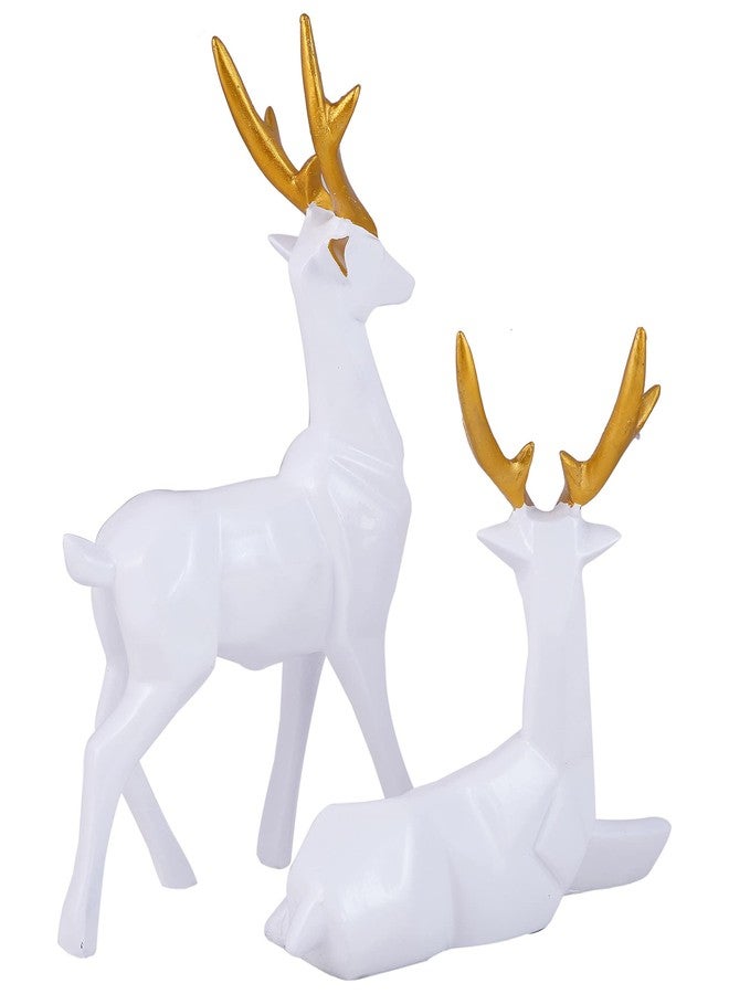 ZART Deer Showpiece for Home Decor Showpiece | Hiran Statue for Office Table Decoative Figurines (Set of 2, White) - Image 5